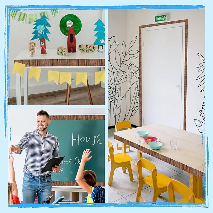 60 Feet Bulletin Board Borders, Wooden Pattern Straight Rolled Border Trim Dark Wood Board Border Decoration for School, Classroom & Offices