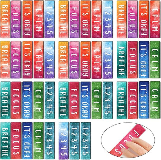 50PCS Calm Stickers for Anxiety Sensory Stickers for Relieve Adults Kids Teens Fidgets Stress Office&Classroom Supplies Anxiety Relief Items with Tactile Textured Surface Patterns(Letter)