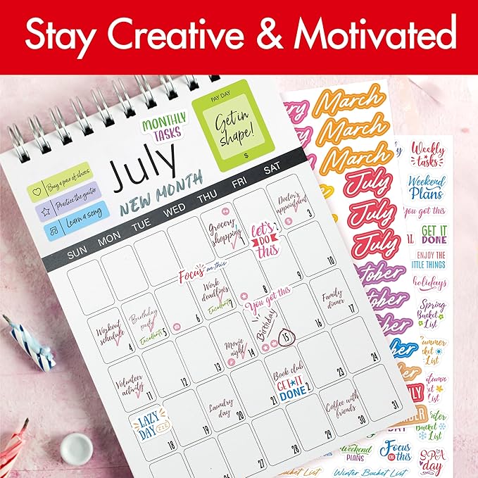 2935 Planner Stickers, Color Coordinating Monthly Functional Stickers Daily Calendar Stickers Aesthetic Note to Do Blank Sticker for Scrapbooks, Planner, Budget, Work, DIY Activity, Diary, Journal