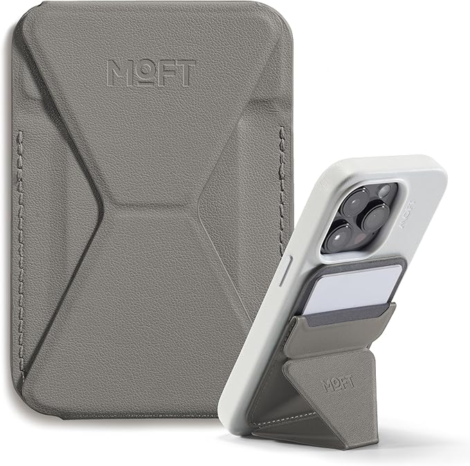 MOFT Magnetic Wallet Stand Compatible with iPhone 17/16/15/14/13/12 Series, Angle Adjustment & Magsafe Compatible MOVAS Phone Stand,Taupe