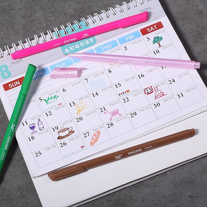 Mr. Pen- Fineliner Pens Colored, 18 Pack, Bible Journaling Pen, Ergonomic Triangular Colorful Barrels, 0.4mm Fine Liner Pens