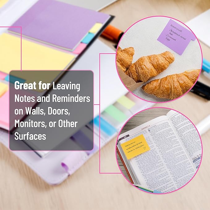 Mr. Pen- Sticky Note Set, 2 Sets, 820 pcs, Vibrant Colors, Sticky Notes Tabs, Divider Sticky Notes, Office Supplies
