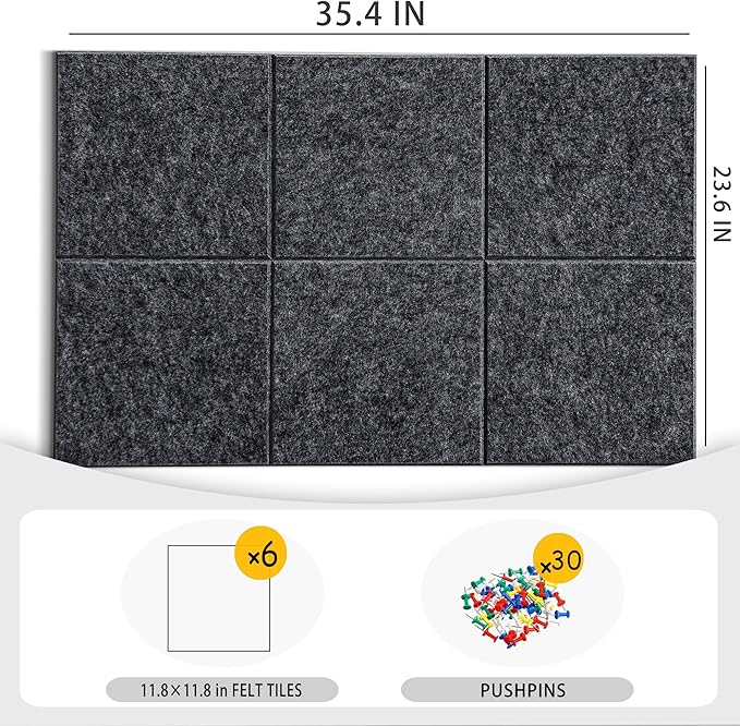 Cork Board Alternative 24"x36",Cork Board for Office with 35 Pushpins,Cork Boards for Walls,Vision Board and Decorative Hanging Pin Board