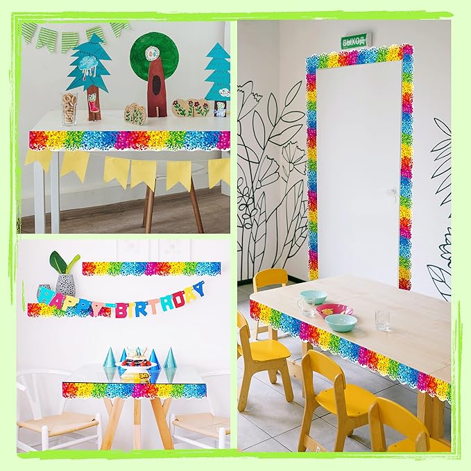 ERKE 60 Feet Bulletin Board Borders, Confetti Scalloped Rolled Border Trim for School, Classroom & Offices