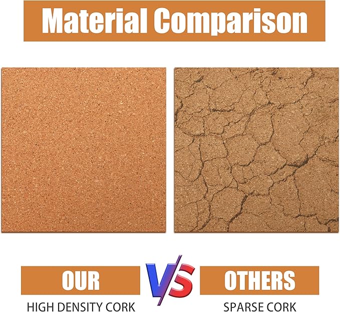 SUNGIFT Cork Board 12"x12" -12 Pack Bulletin Boards 1/4" Thick Square Decorative Cork Tiles with 100 PCS Push Pins Double-Sided Adhesive Corkboards Tiles for Wall Office