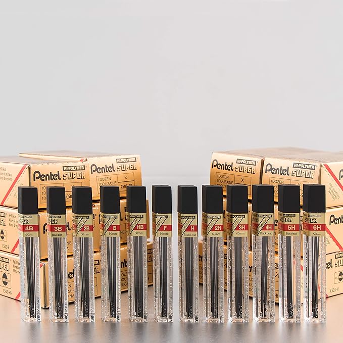 Pentel Super Hi-Polymer Refill, 0.5mm, Fine, F, 144 Pieces of Lead (C505-F)