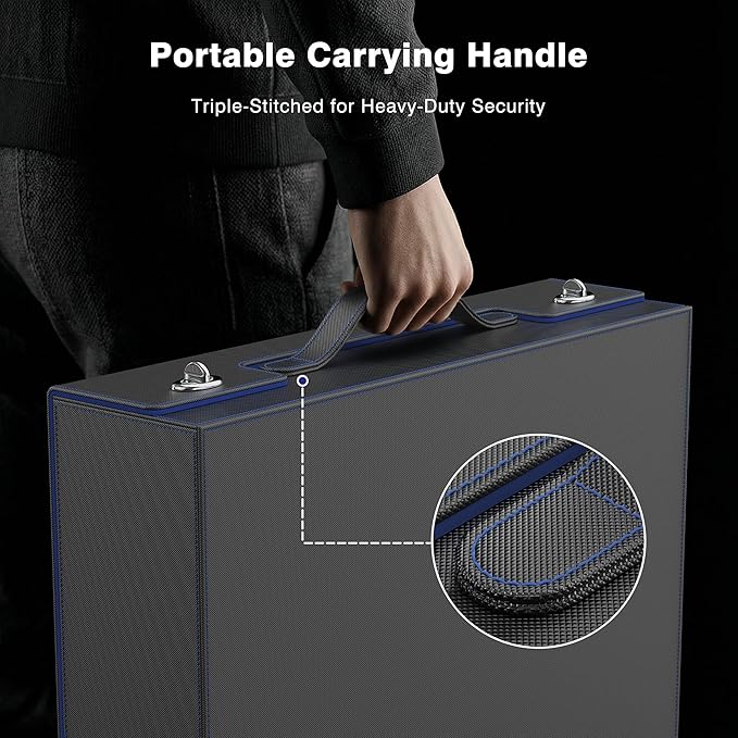 Kabinka Trading Card Storage Box with Handle & Mechanical Latch,5-Row 3900+ Commander MTG Card Case with Sealed Display Window,Top loaders Organizer Deck Box for MTG/TCG/PTCG/Sports Cards (Black Blue)