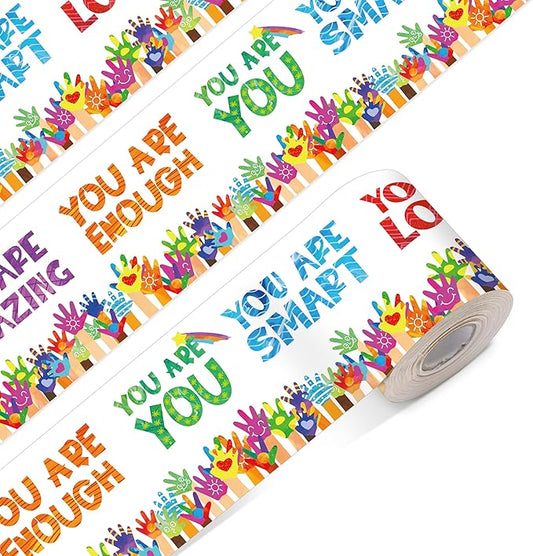 60 Feet Bulletin Board Borders, Encouraging Rolled Border Trim Back-to-School Bulletin Board Decoration, Walls, Desks, Windows, Doors, Chalkboards, Whiteboards Decors for School, Classroom & Offices
