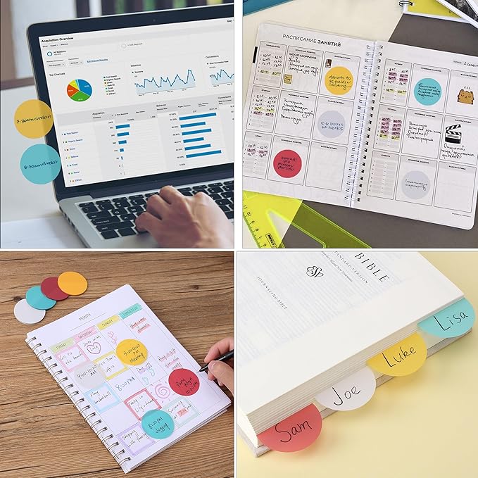 Mr. Pen- Transparent Sticky Notes, 200 Pcs, Candy Colors, Round Translucent Sticky Notes, Stocky Notes for Bible Journaling
