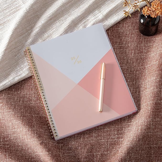 Blue Sky Weekly and Monthly Academic Year Planner Calendar, July - June, Clear Pocket Cover, Wirebound, Laminated Tabs, Cali Pink (Cali Pink- 2025/2026, 8.5" x 11")