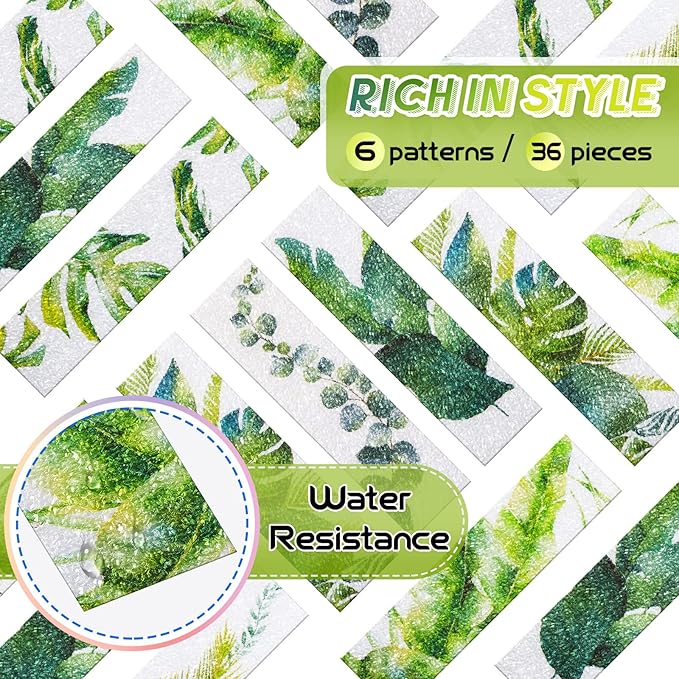 36 Pcs Anxiety Sensory Stickers Strips Adhesive Textured Mental Health Calm Stickers Mindfulness Fidget Decals Stress Anxiety Relief Items for Therapy Office Desk(Leaves Style)
