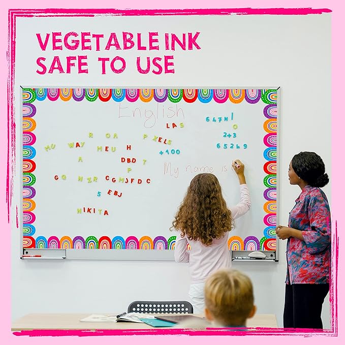 60 Feet Bulletin Board Borders, Colorful Rainbow Die-Cut Rolled Border Trim Decoration Borders for School, Classroom, Offices Walls, Desks, Windows, Doors, Lockers