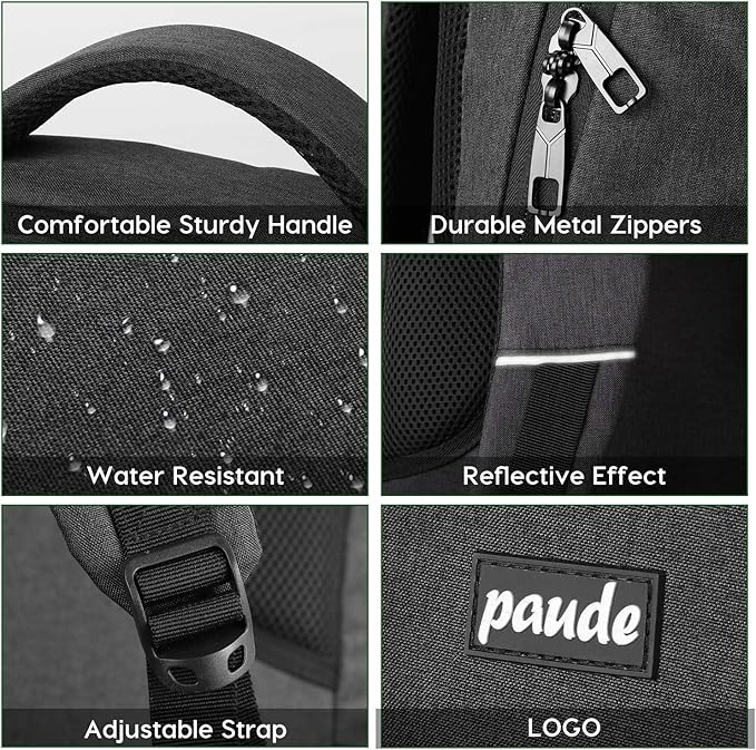 Paude Backpack for Men and Women,School Backpack for Teens,15.6 inch Laptop Backpack with USB Charging port for Business College Travel