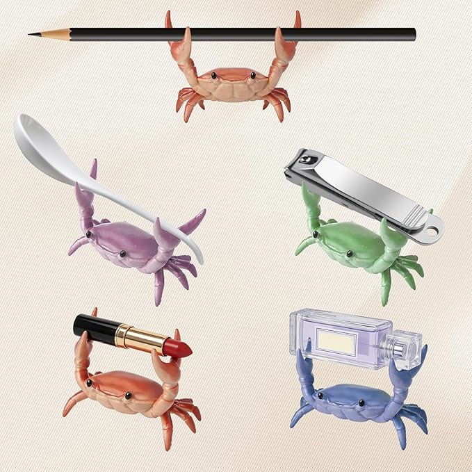 2 Pack Desk Crab Pen Holder, Creative Weightlifting Crab Pencil Stand Holder, Desk Organizers and Accessories, Cute Office Decor for Small Items at Home, School, Studio (Blue)