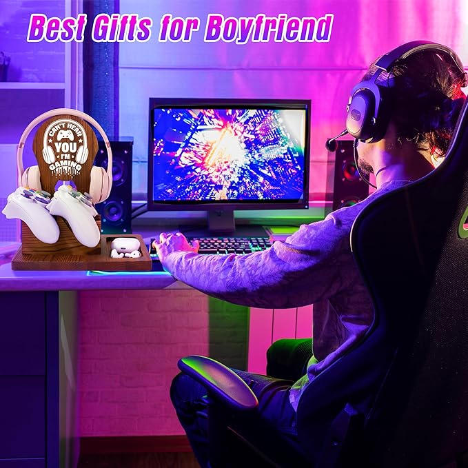 Boyfriend Gifts, Valentines Fathers Birthday Anniversary Birthday Christmas Gifts for Boyfriend, Wooden Headphone Stand