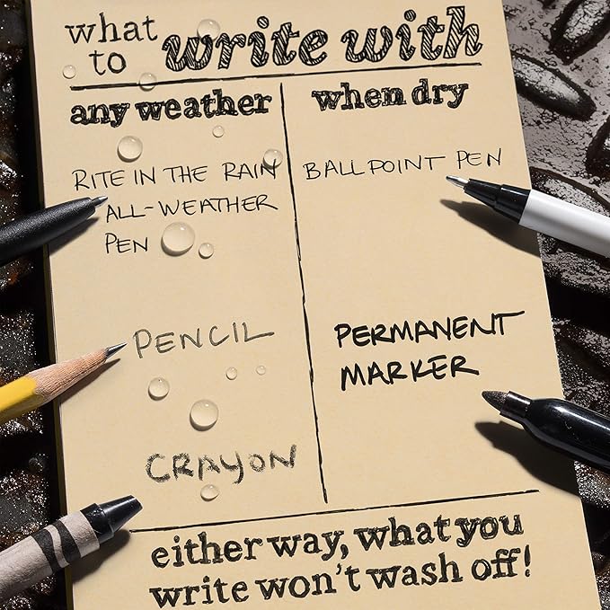 Rite in The Rain Weatherproof Hard Cover Notebook, 4.75" x 7.5", Tan Cover, Universal Pattern (No. 970TF)