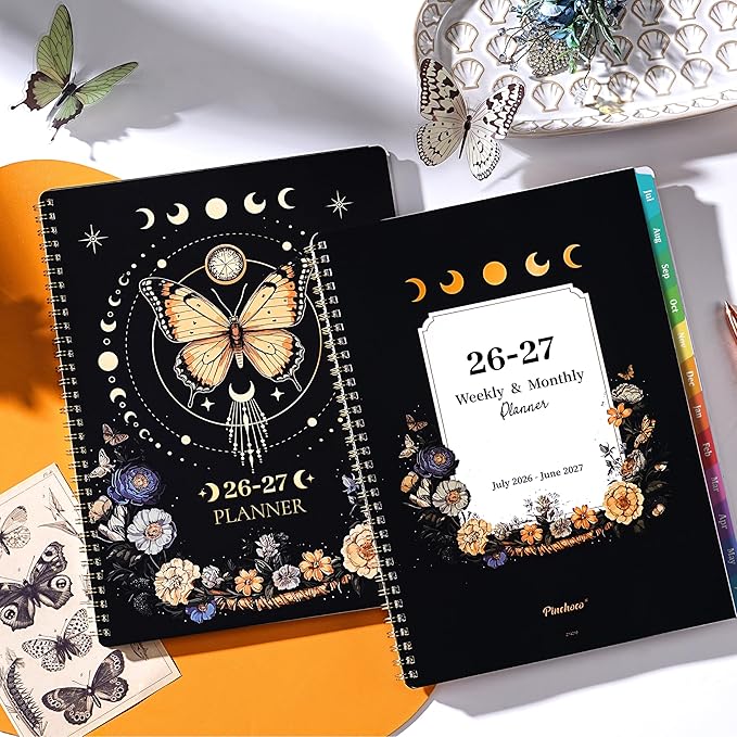 Planner 2026-2027 - Academic Planner, July 2026 - June 2027, 9" x 11", 2026-2027 Planner Weekly and Monthly, Colorful Tabs, Back Pocket, Perfect Daily Organizer - Butterfly