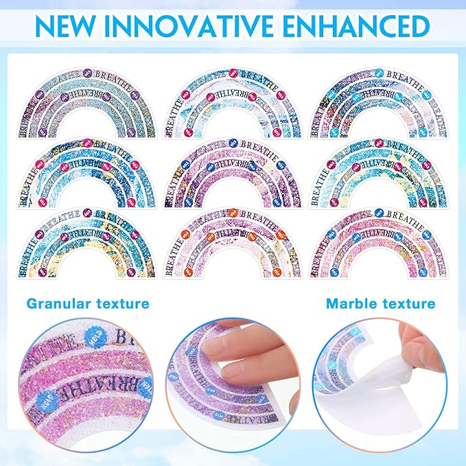 36 Pcs Sensory Strips Infinity Rainbow Anxiety Mindfulness Stickers Adults Stress Breathing Stickers Fidget Adhesives Rough Textured Tape for Classroom Desk Office Computer(Minimalist)