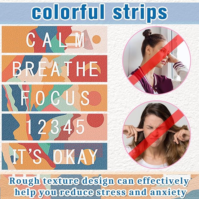 Crtiin 80 Pcs Anxiety Sensory Stickers with Inspirational Quotes Calm Textured Relief Mental Health Stickers Office Adhesive Sensory Tape Anti Stress for Adults(Stylish)