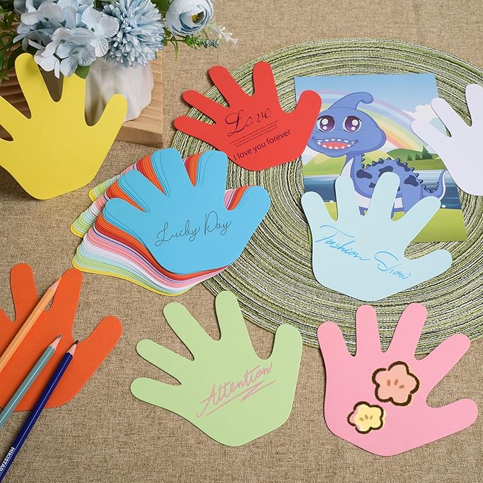 72 Pieces Hand Cutouts Paper Hand Shape Cut-Outs Assorted Color Handprint Shape Cutouts Blank Creative Paper Cutouts for Kids DIY Craft Art Project Home School Classroom Decorations