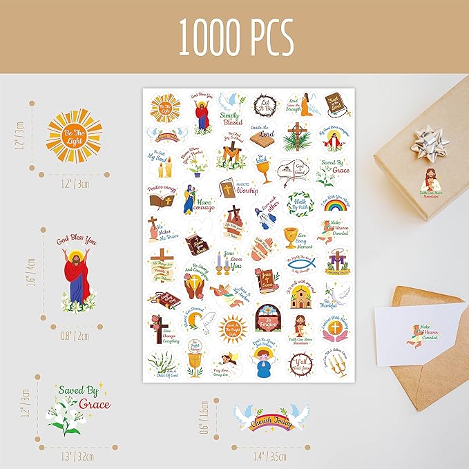 1000 PCS Bible Verse Stickers, Clear Inspirational Pray Stickers Encouraging Scripture Decals Jesus Christian Religious Faith Labels for Scrapbooks Bottles Computer Planner Diary Album Kids Adults
