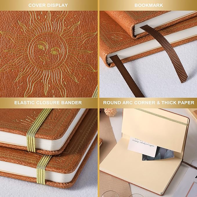 Artfan Ruled Notebook/Journal – Premium Thick Paper Faux Leather Classic Writing Notebook with Pocket + Page Dividers Gifts, Banded, Large, 144 Pages, Hard Cover, Lined (5.8''x 8.4'') - Brown