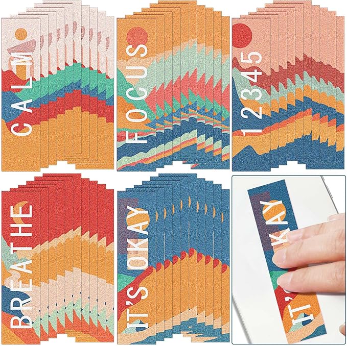 Crtiin 80 Pcs Anxiety Sensory Stickers with Inspirational Quotes Calm Textured Relief Mental Health Stickers Office Adhesive Sensory Tape Anti Stress for Adults(Stylish)