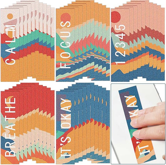 Crtiin 80 Pcs Anxiety Sensory Stickers with Inspirational Quotes Calm Textured Relief Mental Health Stickers Office Adhesive Sensory Tape Anti Stress for Adults(Stylish)