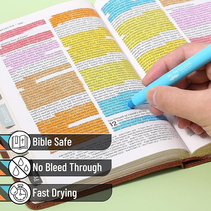 Mr. Pen- Gel Highlighter, 8 Pack, Dark Sunshine & Smiles, Bible Highlighters No Bleed, No Bleed Highlighters, Bible Highlighter