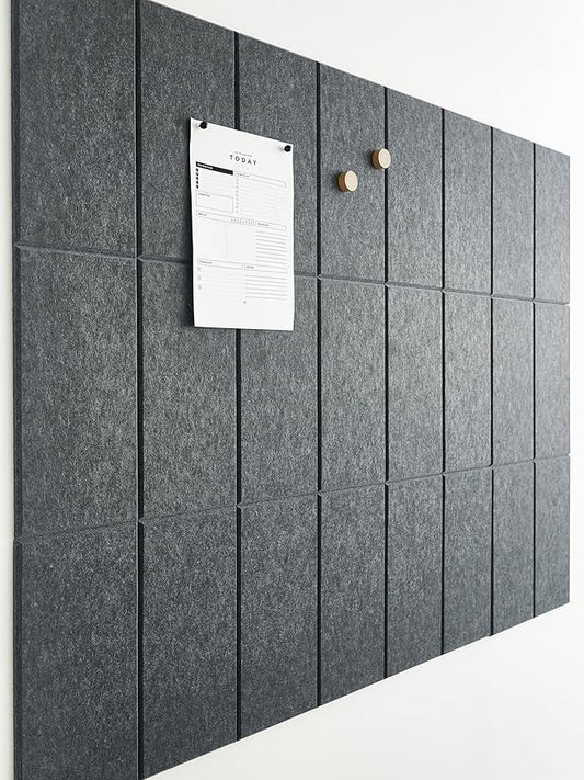 Large Bulletin Board 48x36- Office Wall Organizer to Replace Your Old Cork Boards for Walls for Office Decor - 24-Pack Felt Wall Tiles for Use in Home Office Decor as Photo Board (Moonstone)