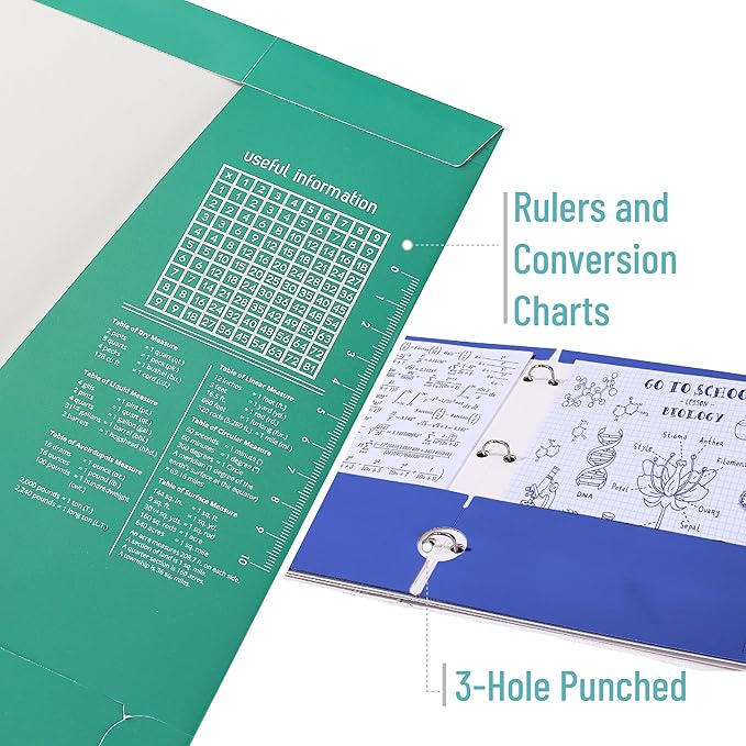 Mr. Pen- 4 Pocket Folders, 4 Pack, Vibrant Colors, 3 Hole Punched, School Folders with Pockets for 3 Ring Binder