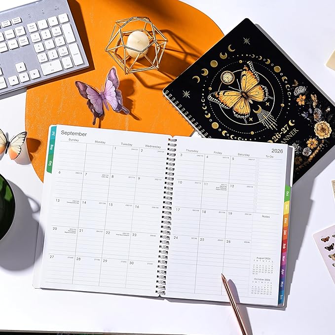Planner 2026-2027 - Academic Planner, July 2026 - June 2027, 9" x 11", 2026-2027 Planner Weekly and Monthly, Colorful Tabs, Back Pocket, Perfect Daily Organizer - Butterfly
