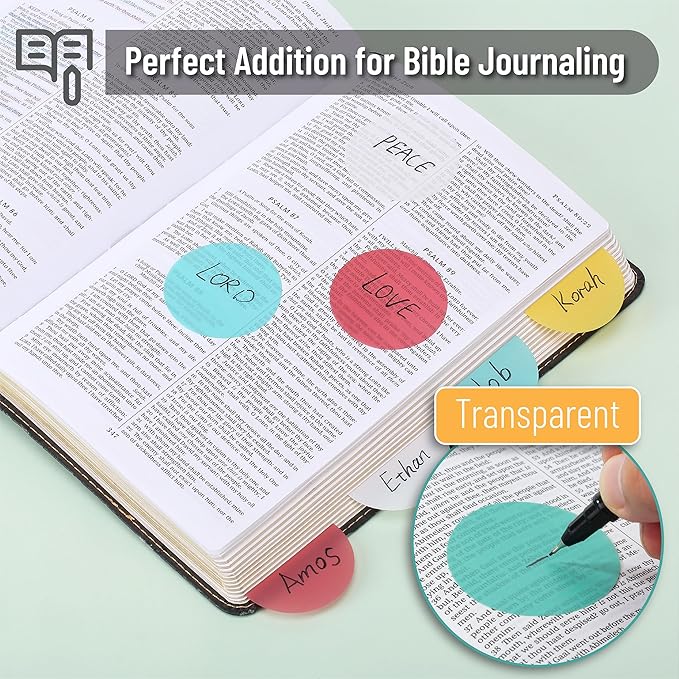 Mr. Pen- Transparent Sticky Notes, 200 Pcs, Candy Colors, Round Translucent Sticky Notes, Stocky Notes for Bible Journaling