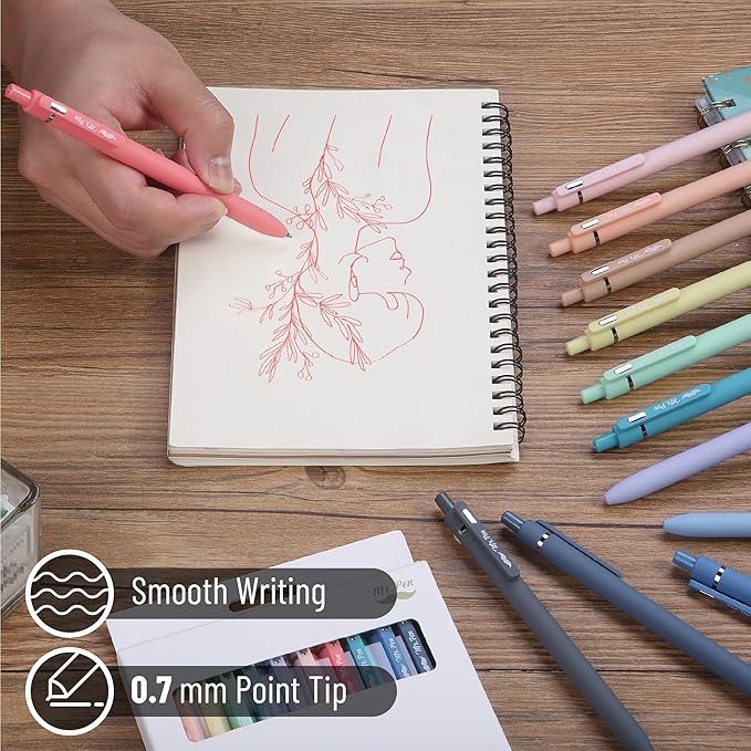 Mr. Pen- Retractable Cute Gel Pens for Journaling, 12 Pack, Assorted Color, 0.7 mm, Pastel Barrels, Smooth Writing Aesthetic Pens for Women