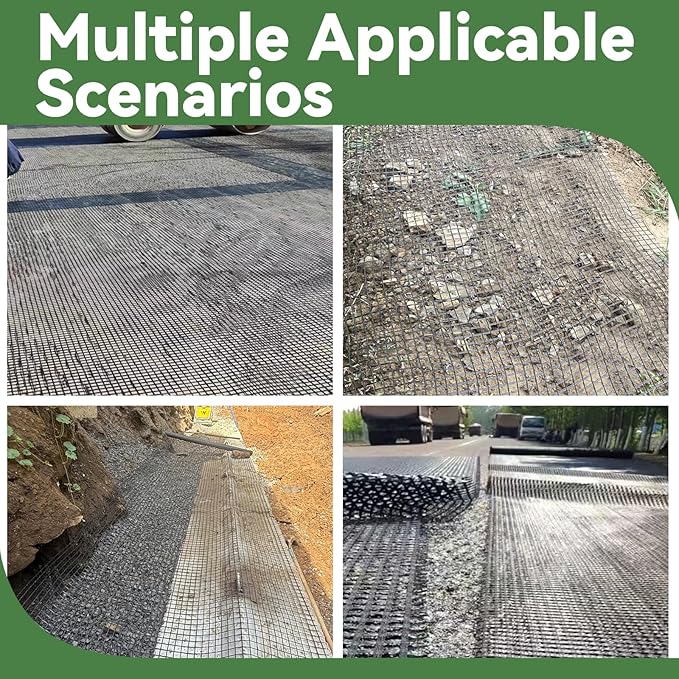 4ft x 100ft Fiberglass Geogrid for Retaining Walls, Bi-Directional 50kN Tensile Strength Geo Grid, 0.8" Mesh Soil Stabilization Fabric for Retaining Walls Up to 6 ft, Driveways & Ground Reinforcement