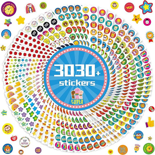 3030+PCS Incentive Stickers, 600+ Designs Animals/Medals/Stars Motivational Sticker Reward Gifts for Teacher Parents Classroom Encourage Kids to Do Chores Go to The Toilet (64 Sheets)