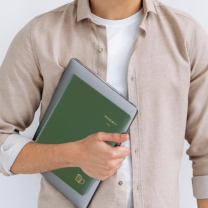 AT-A-GLANCE 2026 Appointment Book Planner, Weekly & Monthly, 8-1/4" x 11", Large, Quarter-Hourly, Recycled, Green (70950G6026)