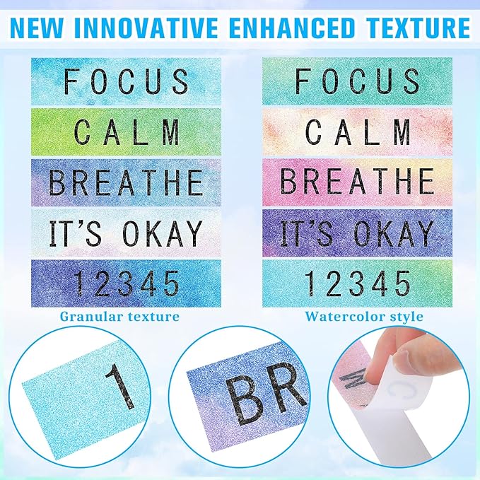 Crtiin 80 Pcs Anxiety Sensory Stickers with Inspirational Quotes Calm Textured Relief Mental Health Stickers Office Adhesive Sensory Tape Anti Stress for Adults(Bright)