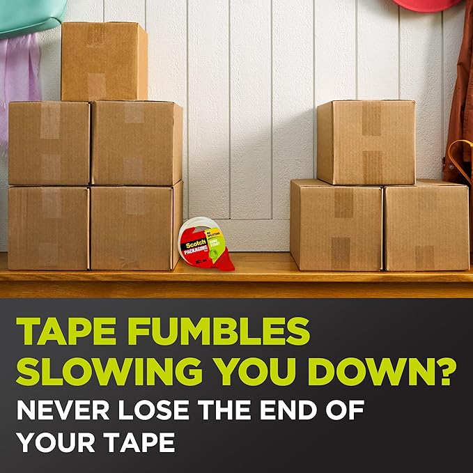 Scotch Sure Start Shipping Packaging Tape 1.88 x 54.6 yd Designed for Packing Shipping and Mailing Quiet Unwind No Splitting or Tearing 3 Core Clear 2 Rolls (3450-2)