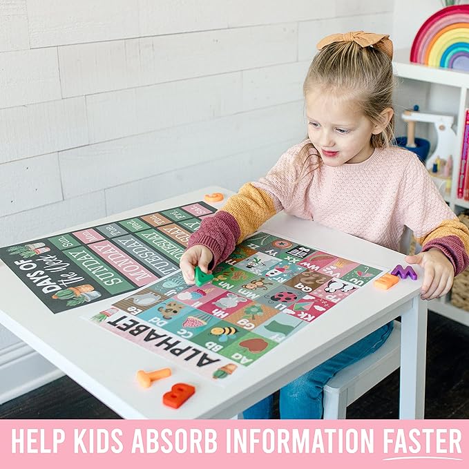Hadley Designs 16 Educational Posters for Classroom Decor - Learning Posters for Toddlers 1-3, Alphabet for Classroom Wall, Daycare Essentials, Homeschool Posters Preschool, Cactus Playroom Decor