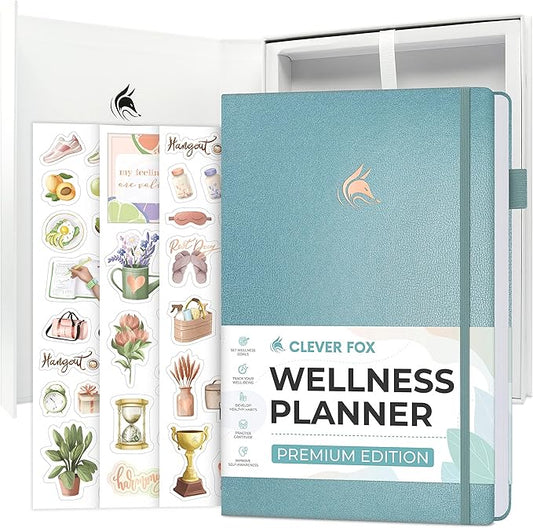 Clever Fox Wellness Planner Premium – Daily Lifestyle Journal to Support Health, Nutrition & Exercise – Healthy Living Journal with Meal, Exercise & Habit Trackers – Lasts 3 Months (Aquamarine)