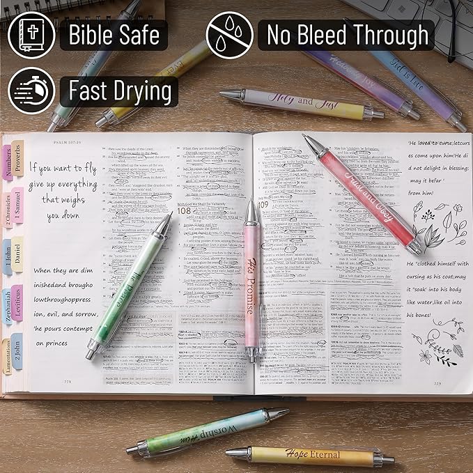 Mr. Pen- Christian Pen Set, 10 Pack, Gradient Style, Black Ink, Bible Verse Pens, Christian Pens for Women