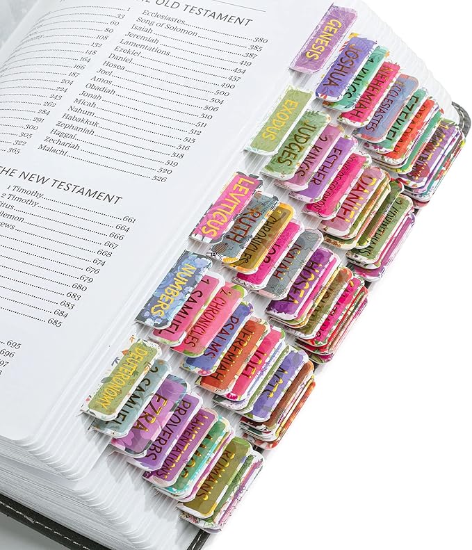 Mr. Pen- Laminated Bible Tabs, 75 pcs, Gold Foil Embossed Lettering, Tear Resistant Index Tabs for Women and Men, Large Print Bible Index Tabs, Bible Book Tabs, Mr. Pen Bible Tabs