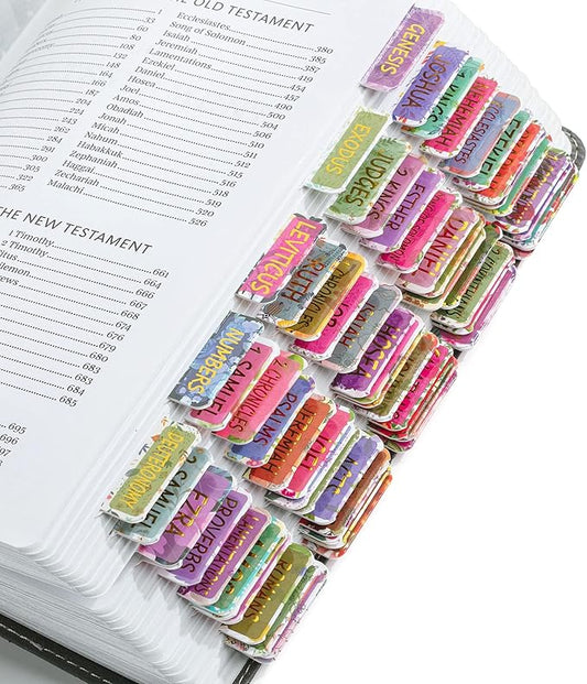 Mr. Pen- Laminated Bible Tabs, 75 pcs, Gold Foil Embossed Lettering, Tear Resistant Index Tabs for Women and Men, Large Print Bible Index Tabs, Bible Book Tabs, Mr. Pen Bible Tabs