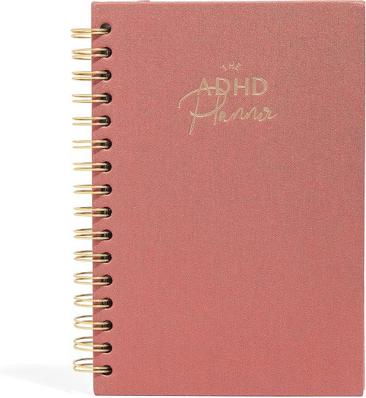The ADHD Planner - Undated Daily Weekly Schedule Organizer Journal for Disorganized People - Habit Tracker Record Emotions & Mood - Academic Goals - Structure & Focus for Adults Brains (Spiral) (Red)