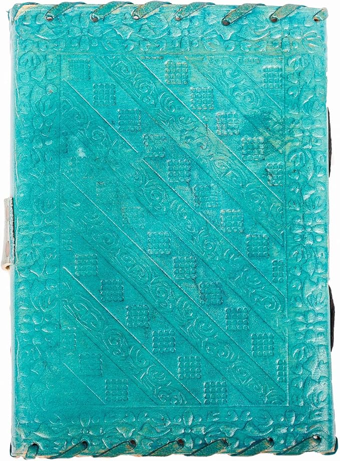 TUZECH Leather Journal Large Writing Notebook Handmade Bound Vintage Journal For Women & Men with Lock/Semi-Precious Stone Gift For Art Sketchbook (7 x 5 Inches)