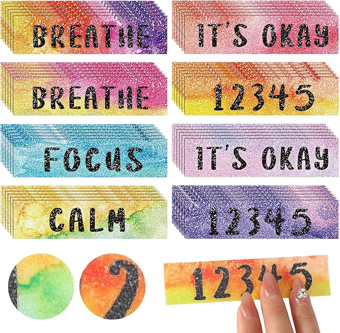 36 Pcs Sensory Strips Infinity Rainbow Anxiety Mindfulness Stickers Adults Stress Breathing Stickers Fidget Adhesives Rough Textured Tape for Classroom Desk Office Computer(Stylish)