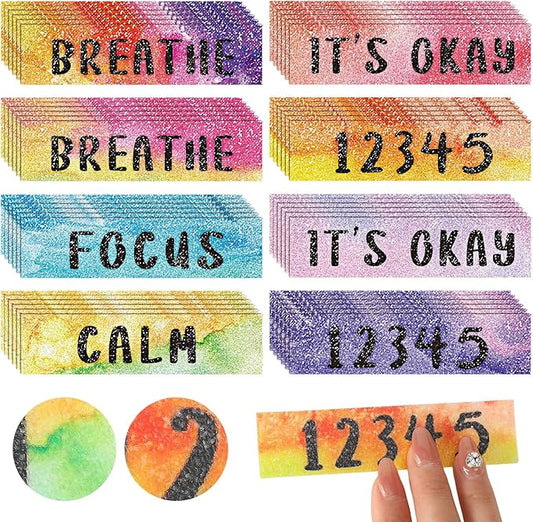 36 Pcs Sensory Strips Infinity Rainbow Anxiety Mindfulness Stickers Adults Stress Breathing Stickers Fidget Adhesives Rough Textured Tape for Classroom Desk Office Computer(Stylish)