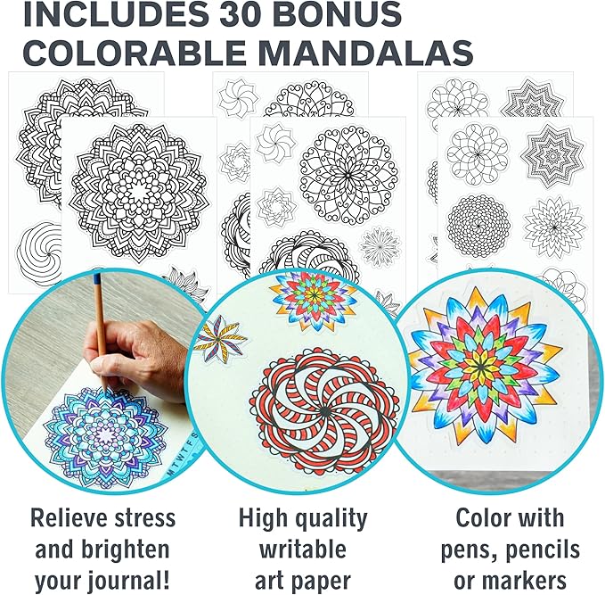 Improve Yourself Planner Stickers Set - Large Value Pack 24 Sheets Self-Improvement Sticker Pack - Goal Setting, Habit Trackers, Gratitude, Mood Tracker, Colorable Mandalas for Bullet Dotted Journals