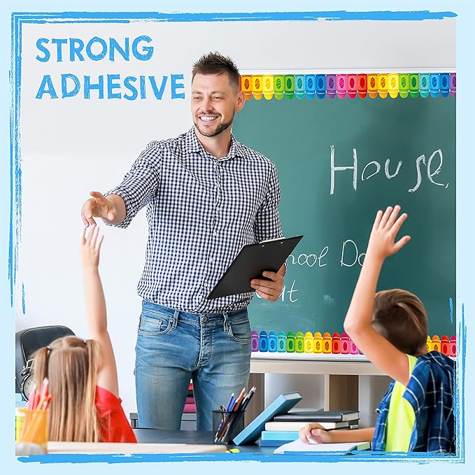 ERKE 60 Feet Bulletin Board Borders, Self Adhesive Crayon Die-Cut Rolled Border Trim Colorful Decoration with Strong & Permanent Adhesive for School, Classroom Offices Wall, Desks, Windows